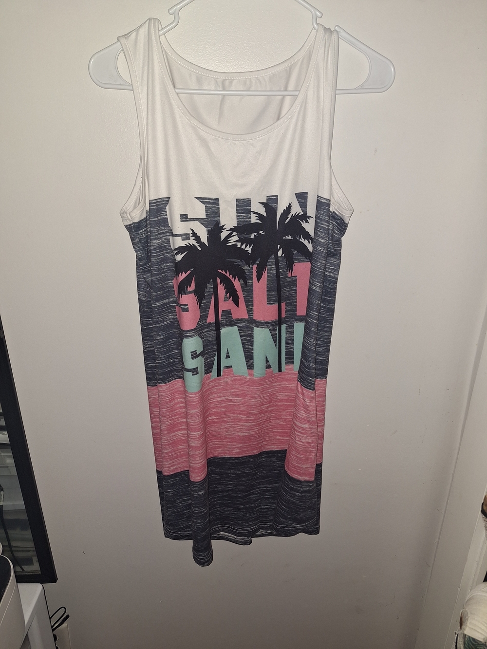 The NEW Boutique White Gray Pink Mint Palm Print Swim Coverup